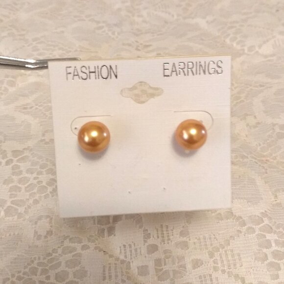 Vintage Women’s Classic Yellow Gold Beads Stud Earrings Timeless VTG Jewelry - Picture 1 of 6